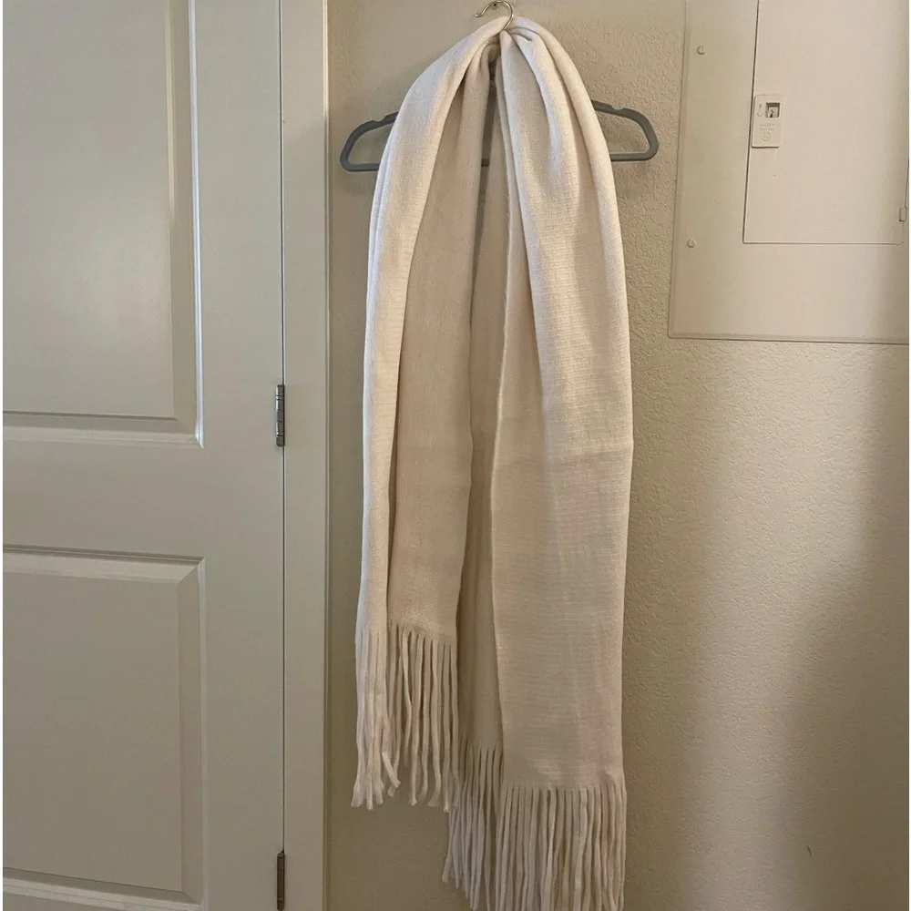Anthropologie Cream Fringe Scarf